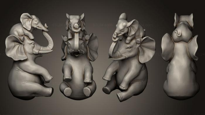 Статуэтки животных (Семейство слонов, STKJ_0536) 3D модель для ЧПУ станка